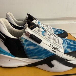 Fendi Flow Blue and Black Low-Top Sneakers, 37